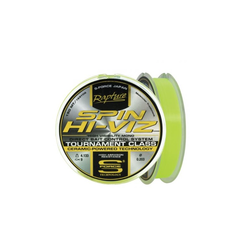 RAPTURE SPIN HI-VIZ TOURNAMENT CLASS 0.203MM, 150MT, AMARILLO FLUOR